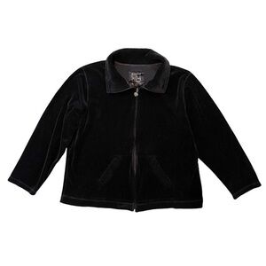 ac-tiv-ology Black Velour Zip Front Jacket 1X